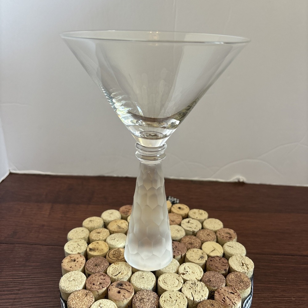 Artland Prescott  Martini Glass Hand Blown Honeycomb Frosted Stem‎ 7.25"